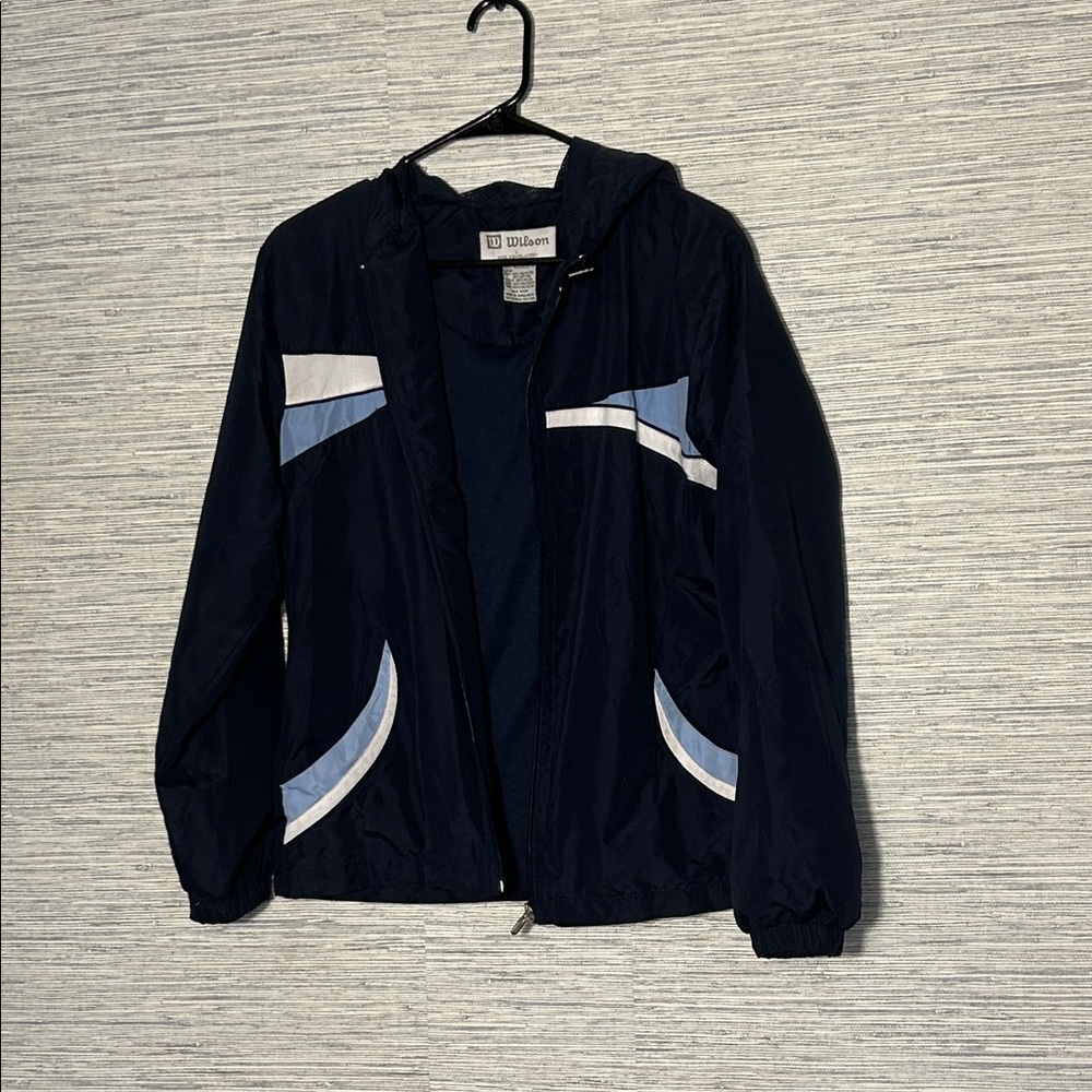 Wilson Navy and White Hooded Jacket Youth L / Women’s S (840)